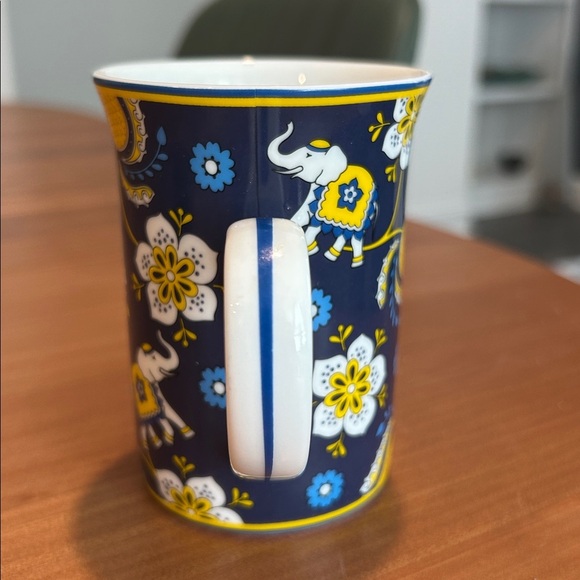 Vera Bradley Coffee Tea Mug Elephants & Flowers Blue Yellow - Picture 3 of 7